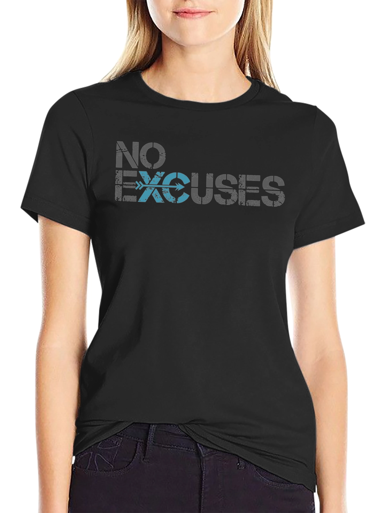 No Excuses Graphic Tee - Motivational Black T-Shirt