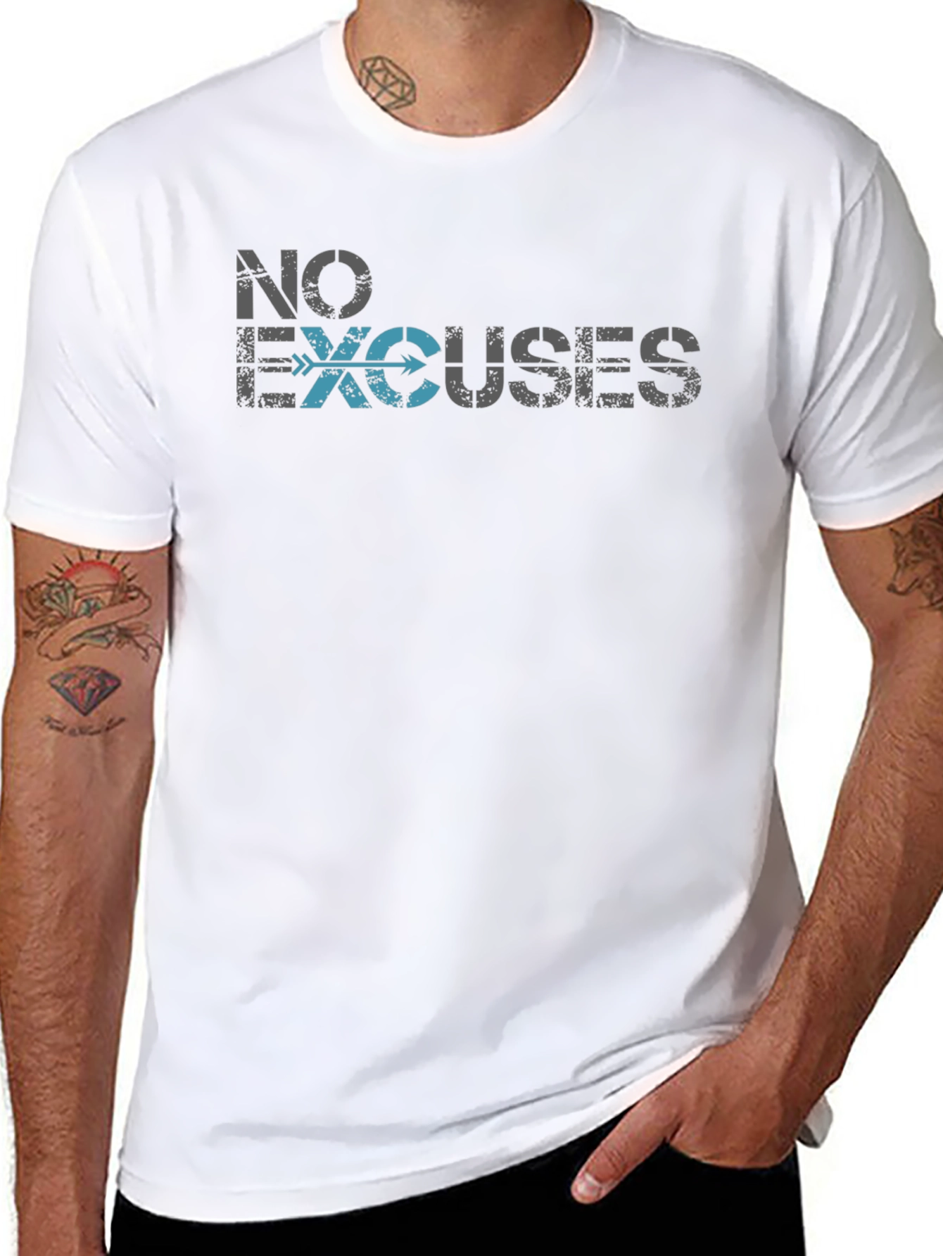 No Excuses Graphic Tee - Motivational Black T-Shirt