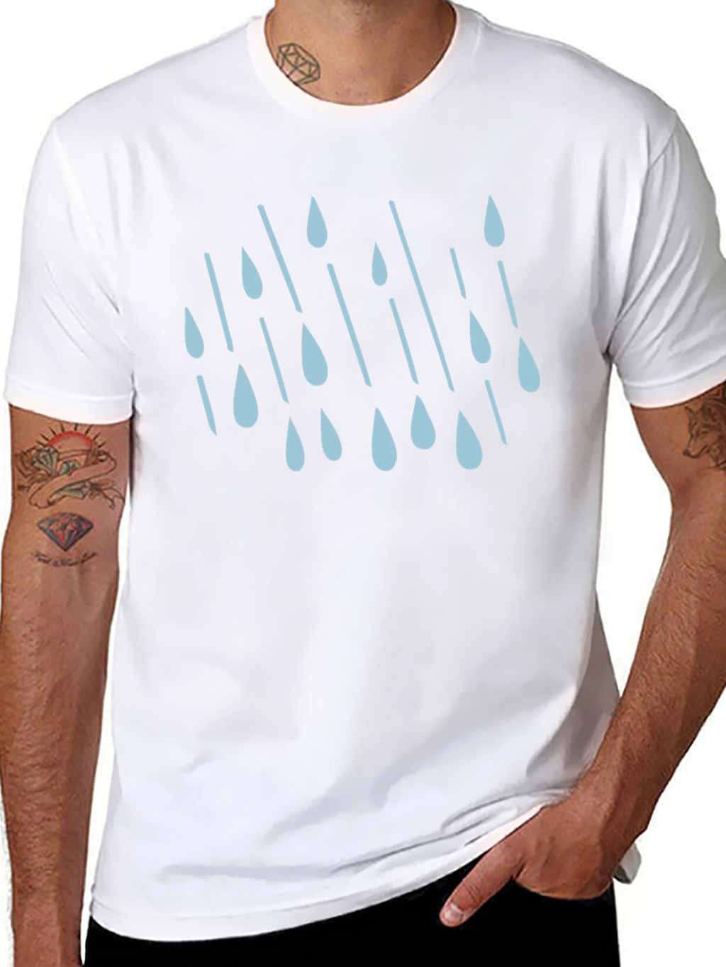Rain Drop Graphic Tee - Stylish Black Cotton T-Shirt