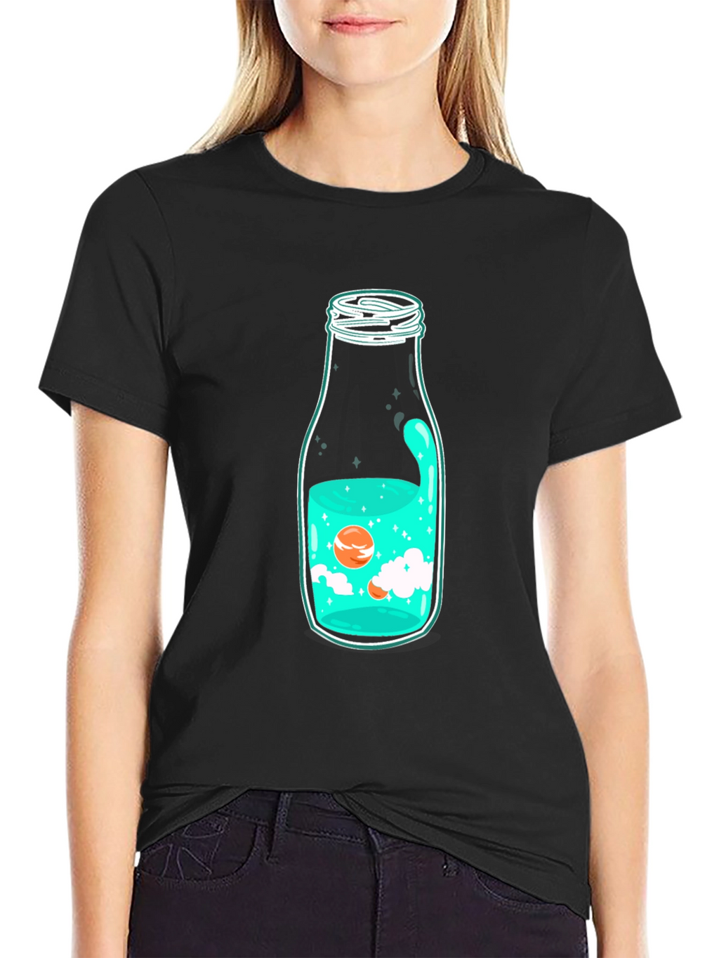 Unique Bottle Graphic Black T-Shirt