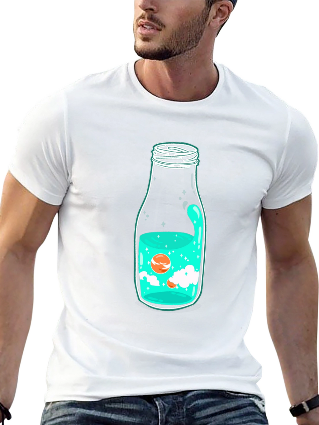 Unique Bottle Graphic Black T-Shirt