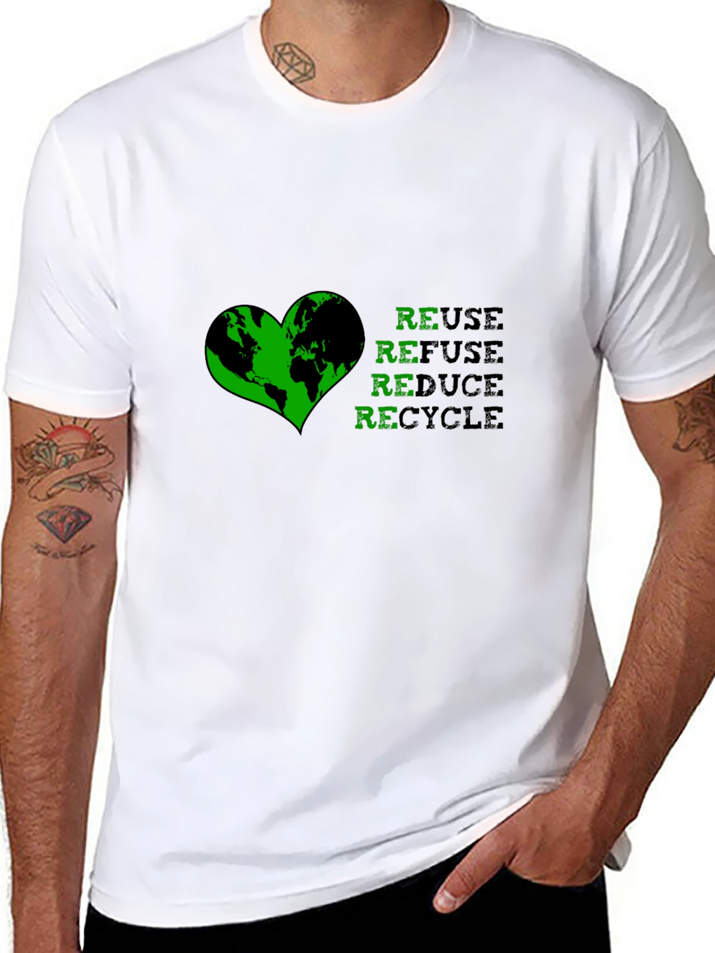 Eco-Friendly Reuse Refuse Reduce Recycle Graphic T-Shirt
