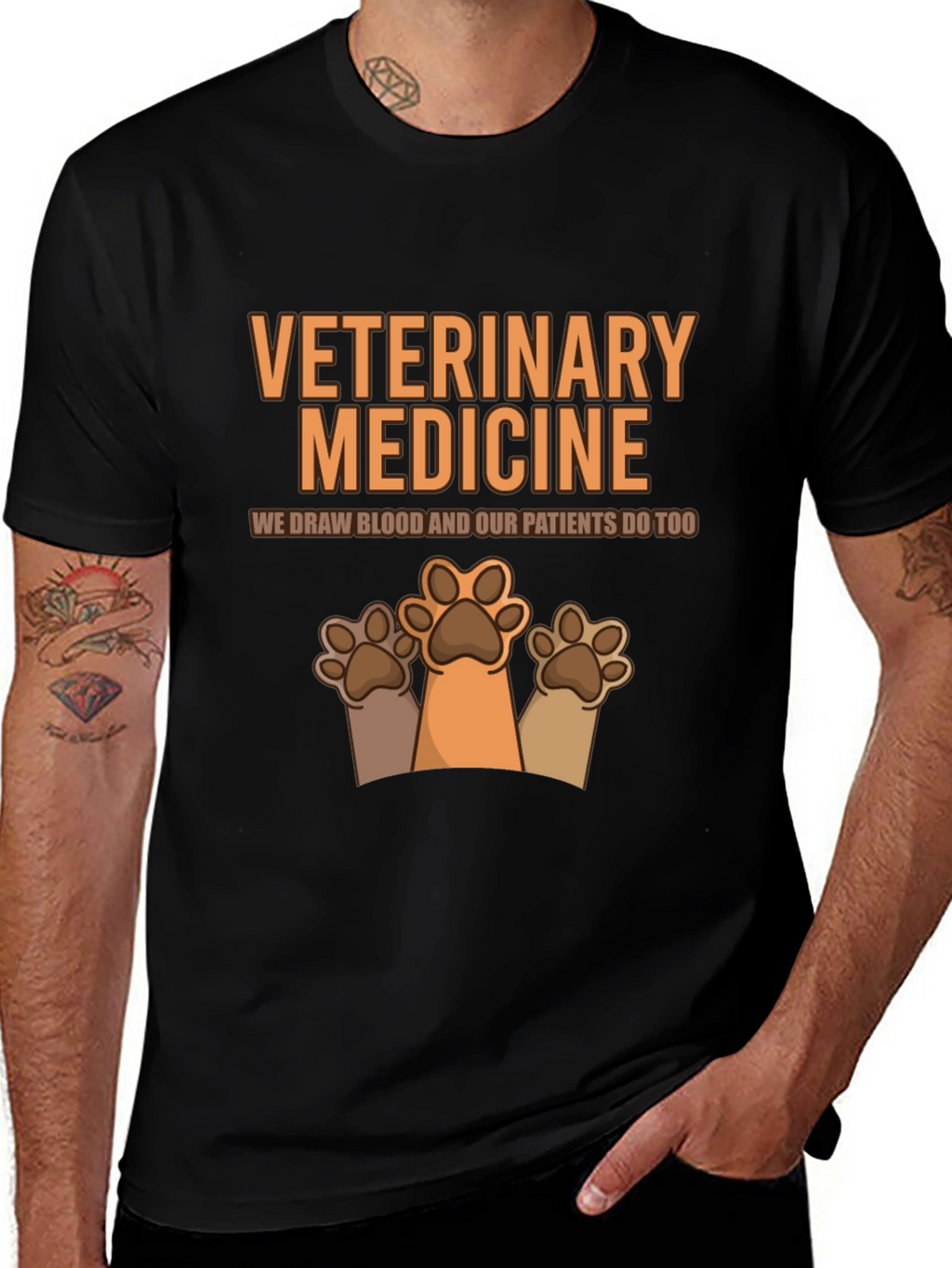 Veterinary Medicine Paw Print Graphic T-Shirt