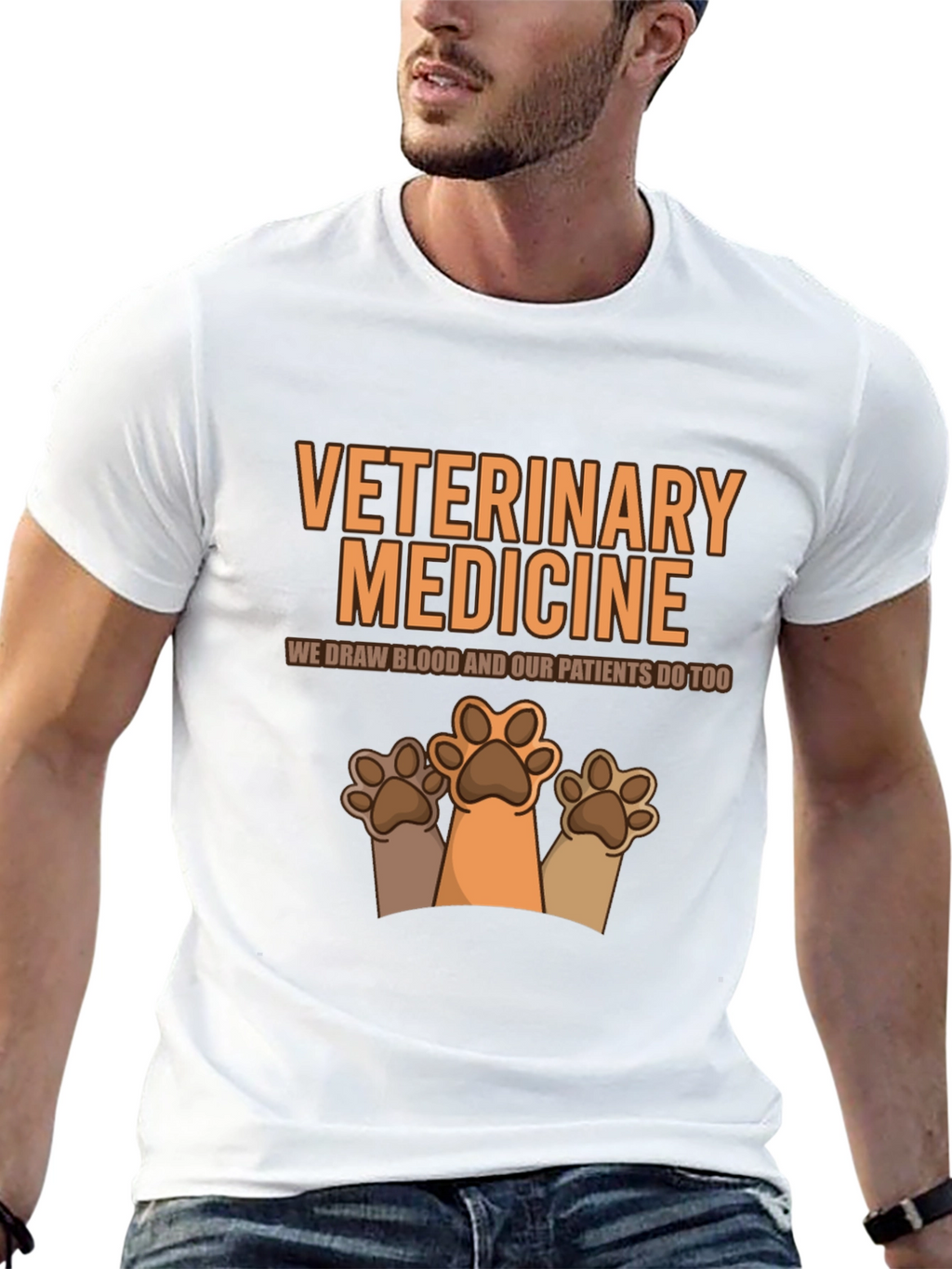 Veterinary Medicine Paw Print Graphic T-Shirt