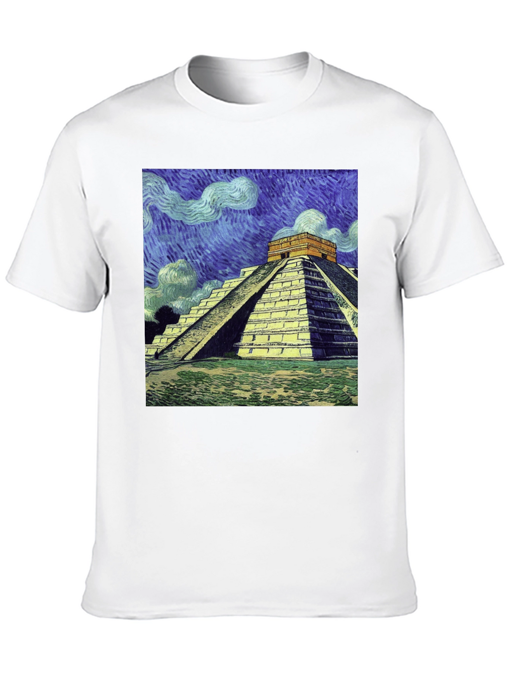Van Gogh Mayan Pyramid T-Shirt - Artistic Comfort