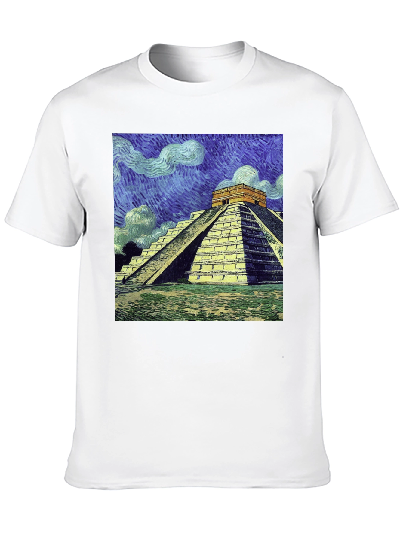 Van Gogh Mayan Pyramid T-Shirt - Artistic Comfort