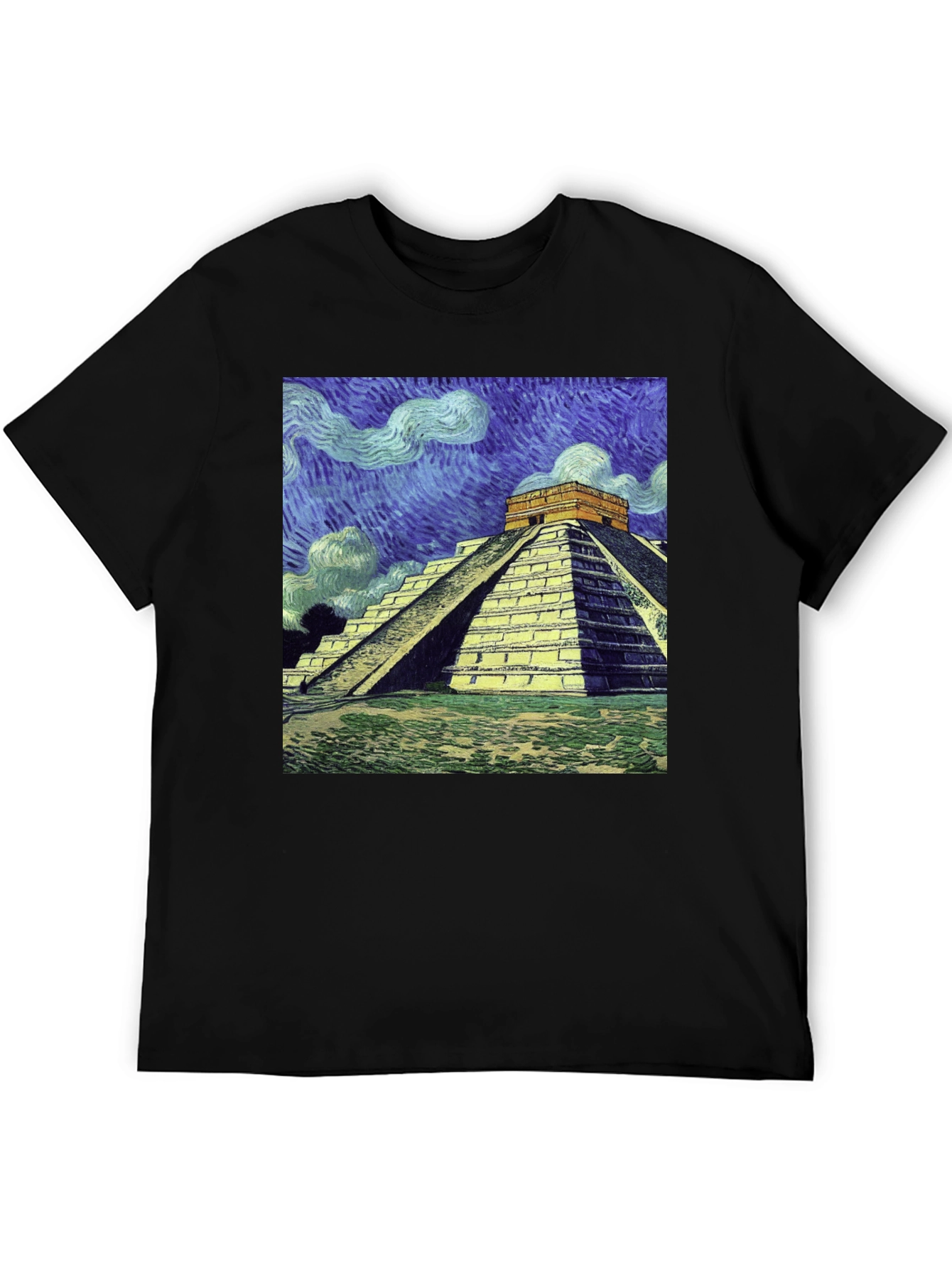 Van Gogh Mayan Pyramid T-Shirt - Artistic Comfort