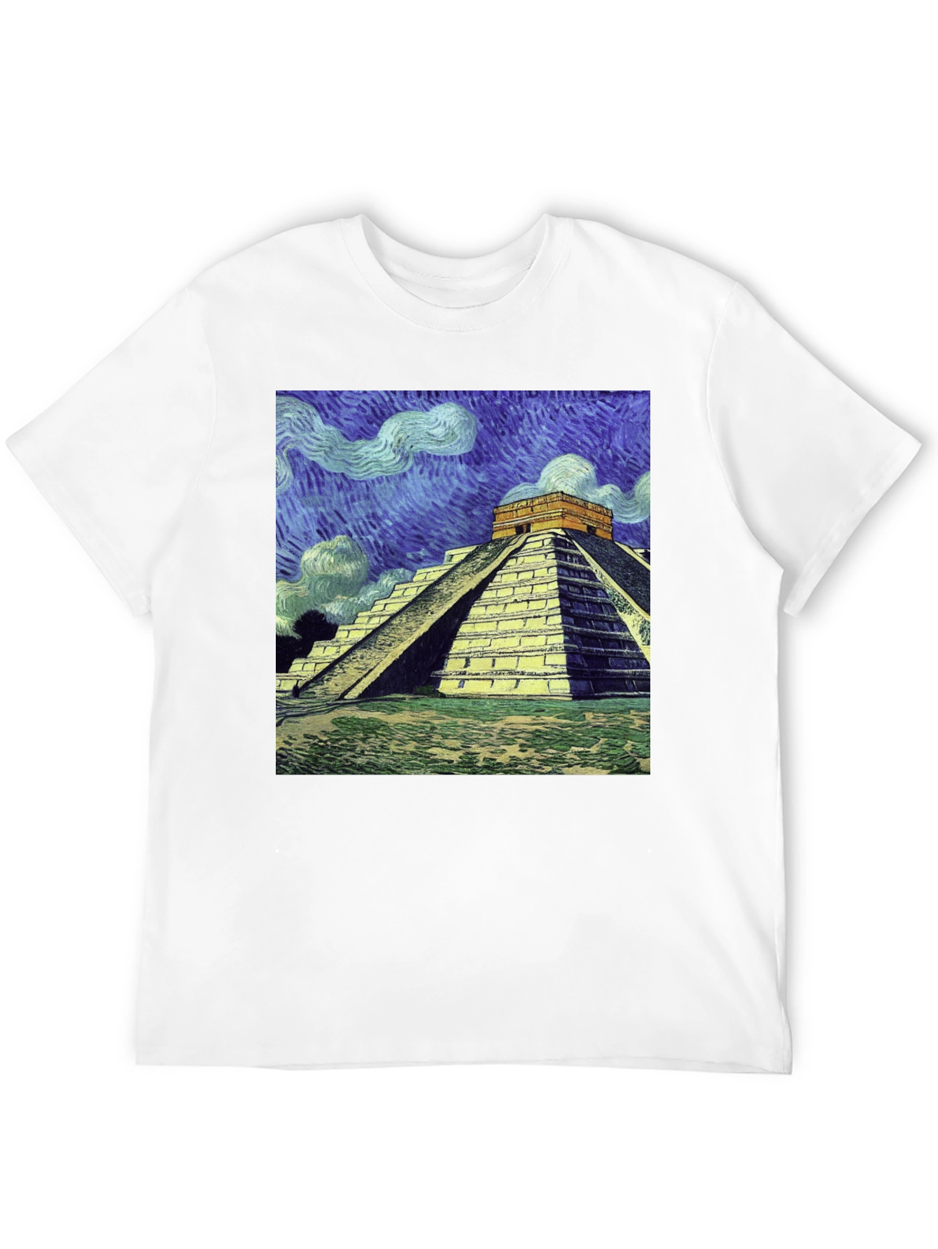 Van Gogh Mayan Pyramid T-Shirt - Artistic Comfort