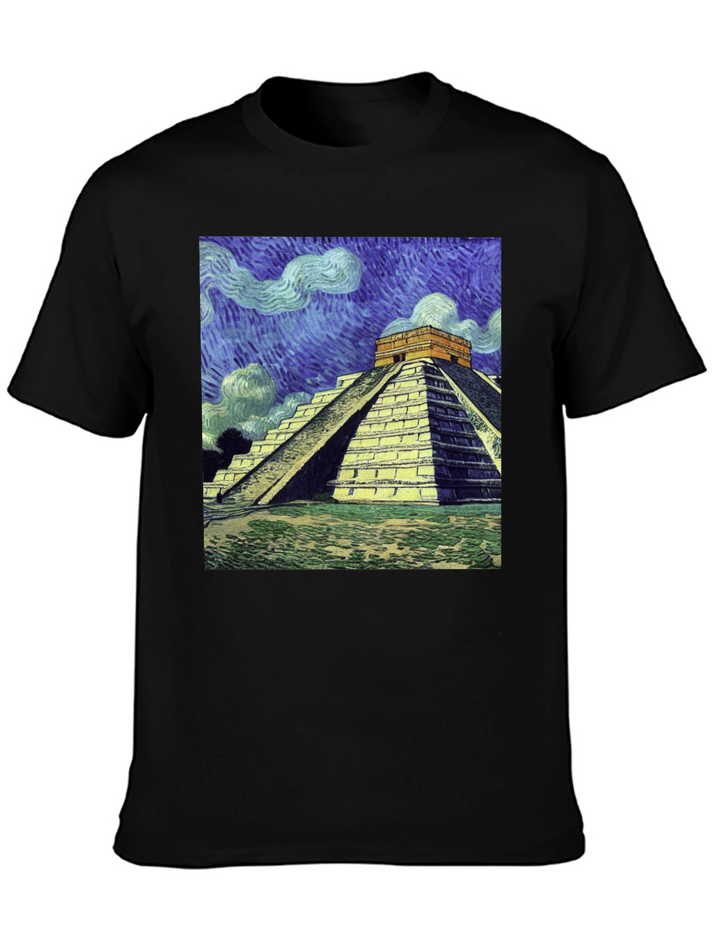 Van Gogh Mayan Pyramid T-Shirt - Artistic Comfort