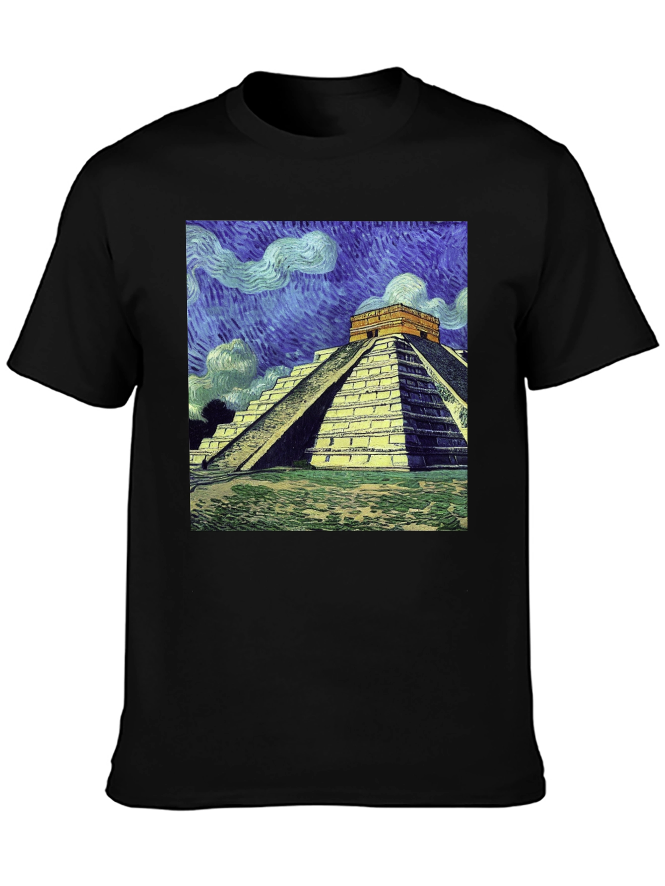 Van Gogh Mayan Pyramid T-Shirt - Artistic Comfort