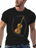 Musical Violin Graphic Tee - Black Cotton T-Shirt