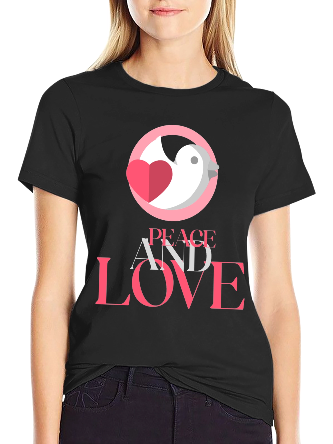 Peace and Love Graphic Tee - Stylish Black T-Shirt