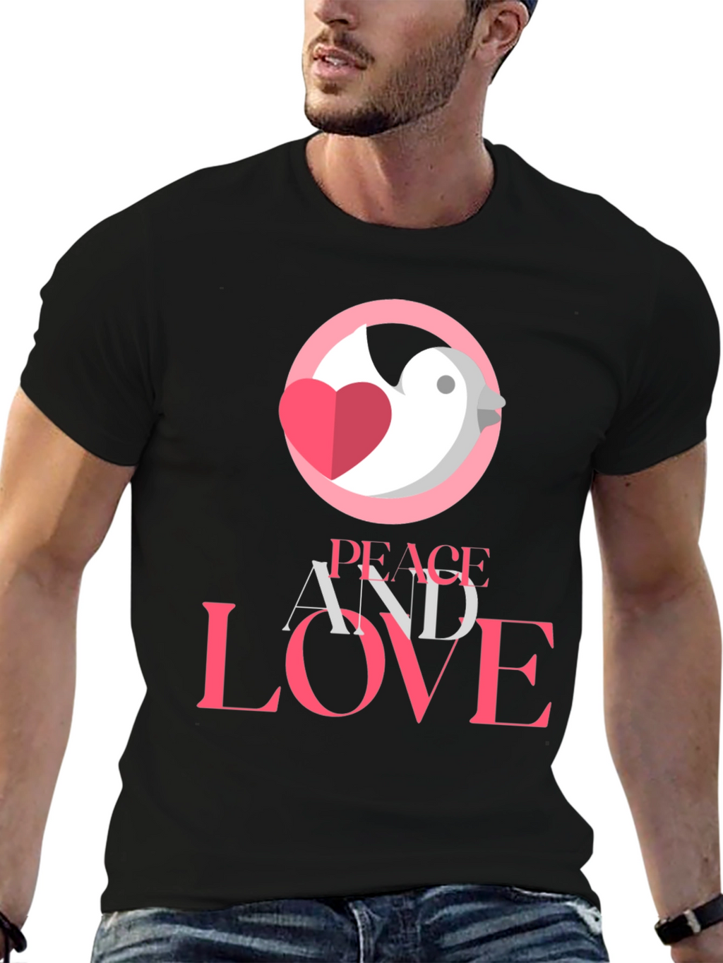 Peace and Love Graphic Tee - Stylish Black T-Shirt