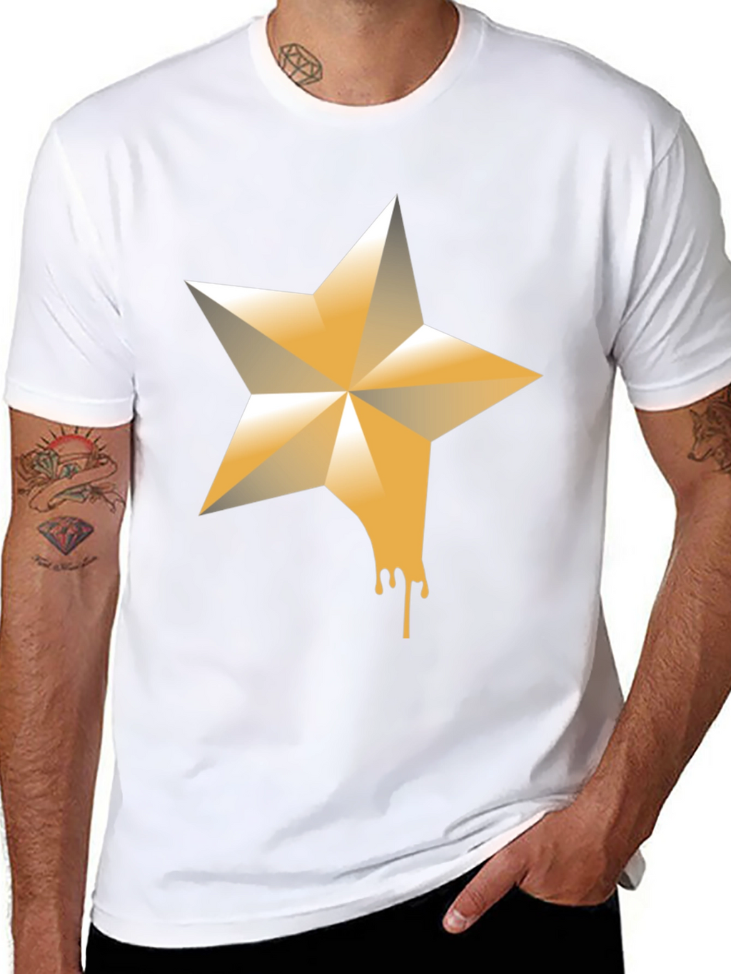 Dripping Star Graphic Black Tee - Modern Style
