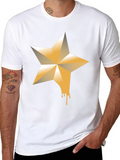 Dripping Star Graphic Black Tee - Modern Style