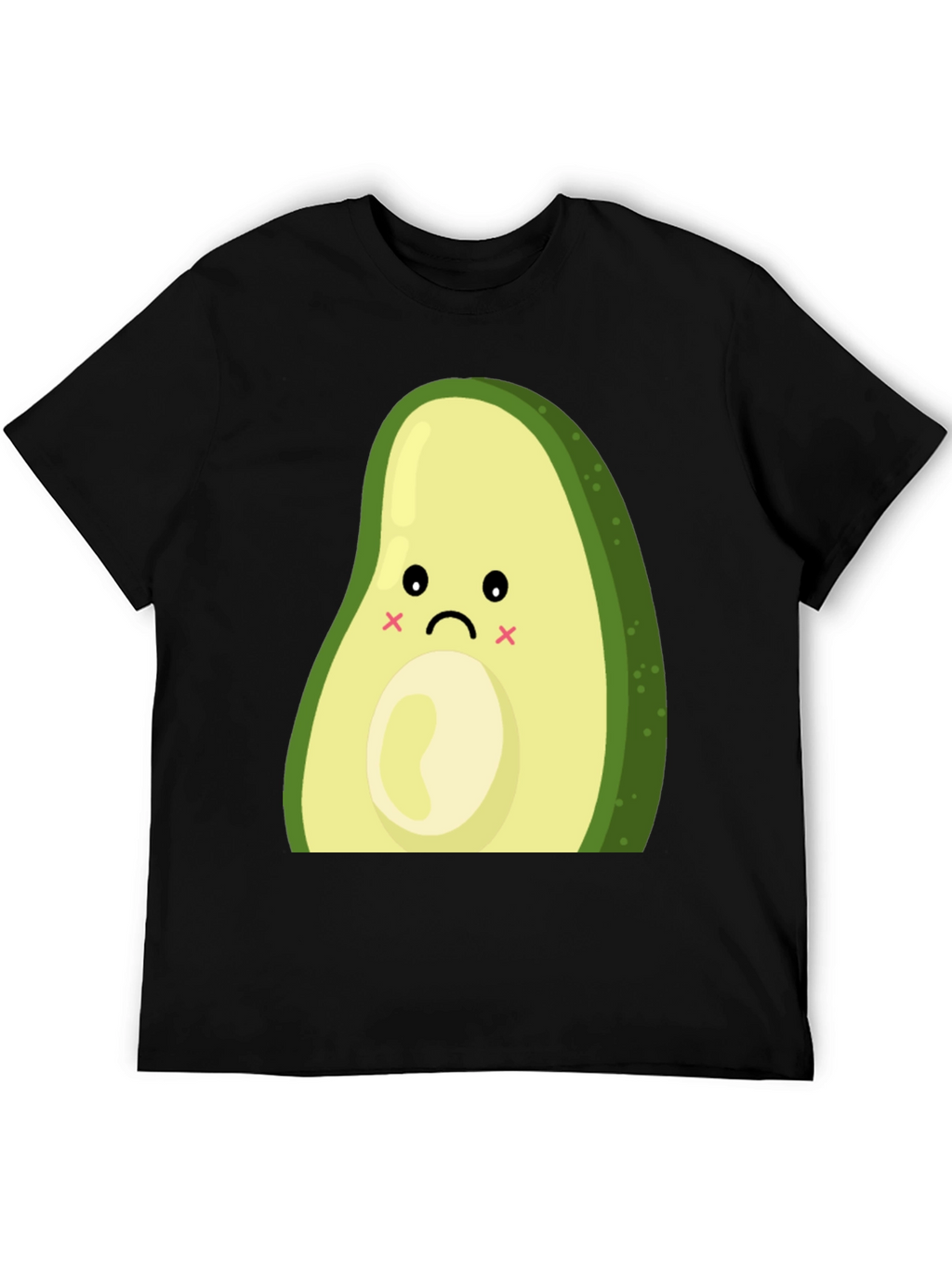 Sad Avocado Graphic Print Black T-Shirt