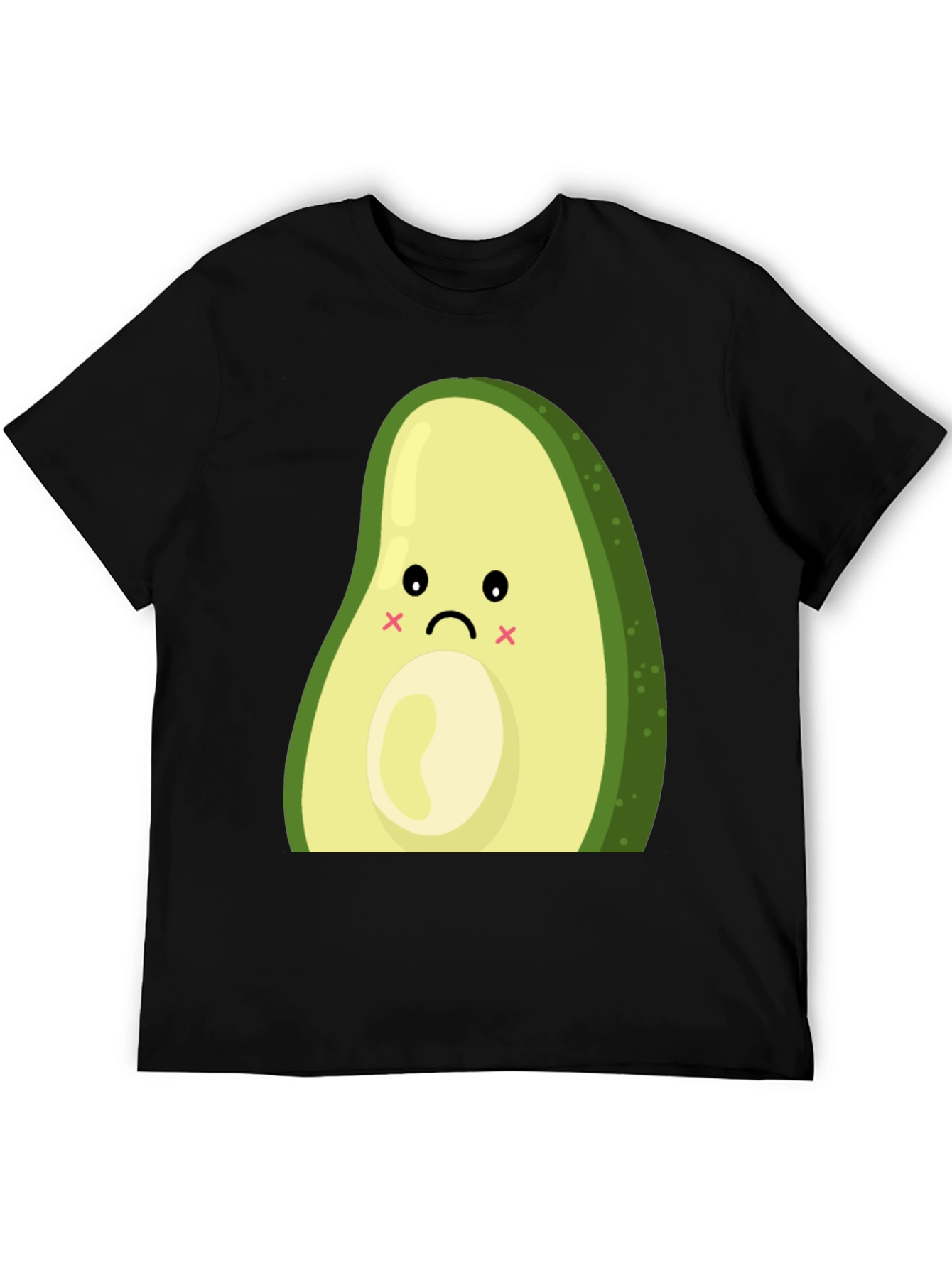 Sad Avocado Graphic Print Black T-Shirt