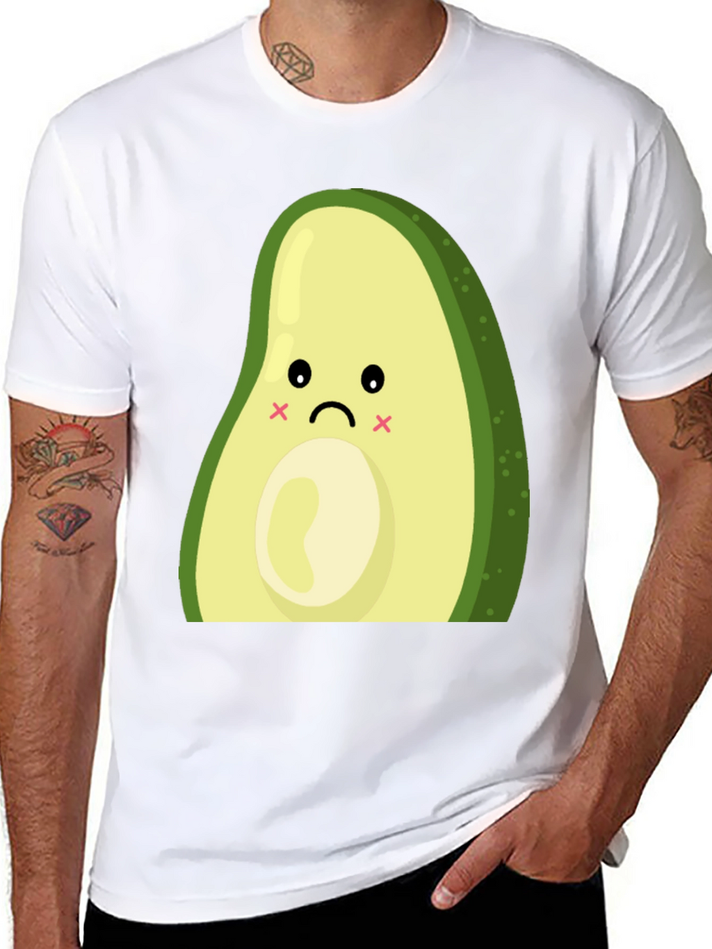 Sad Avocado Graphic Print Black T-Shirt