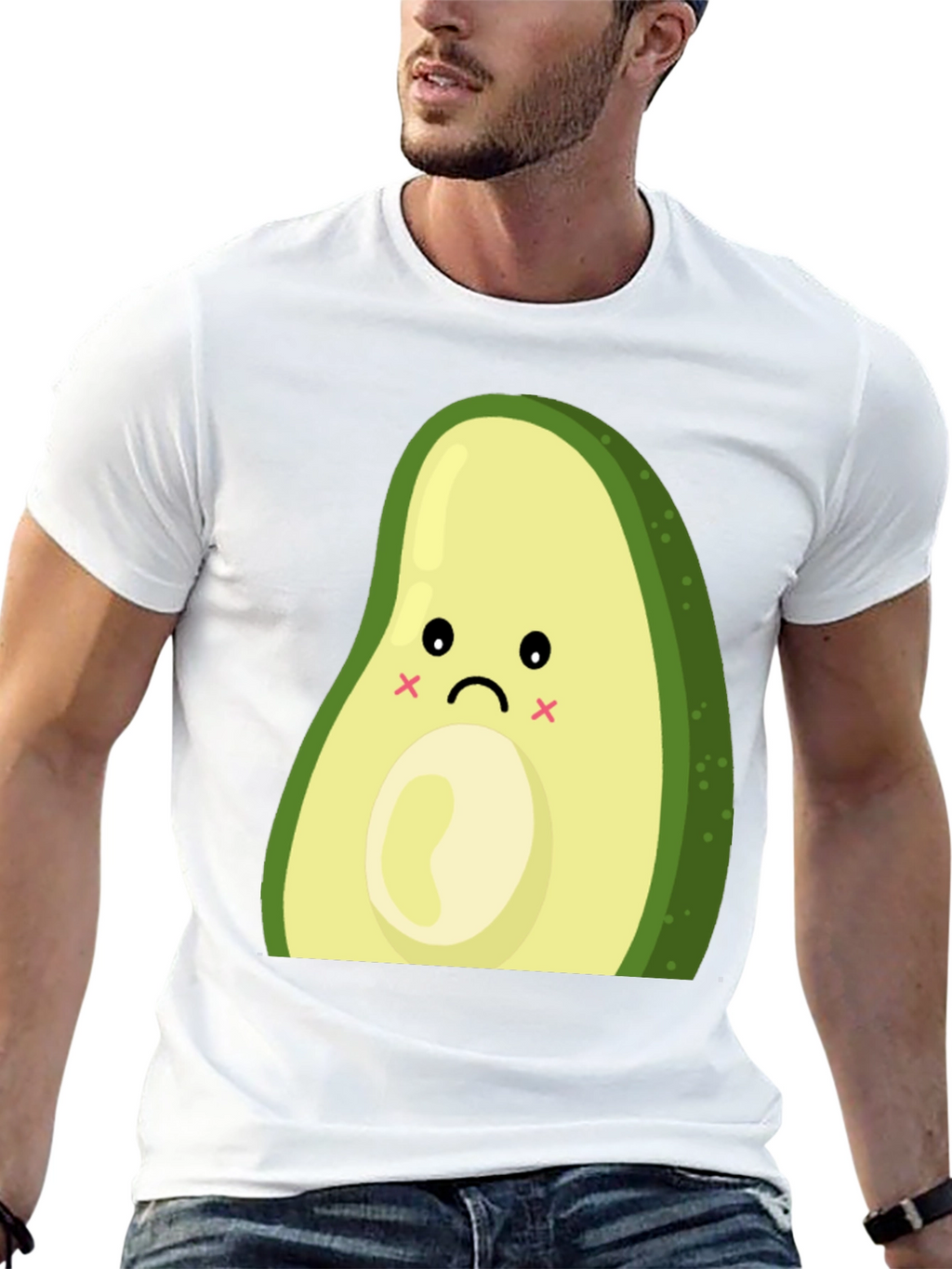 Sad Avocado Graphic Print Black T-Shirt