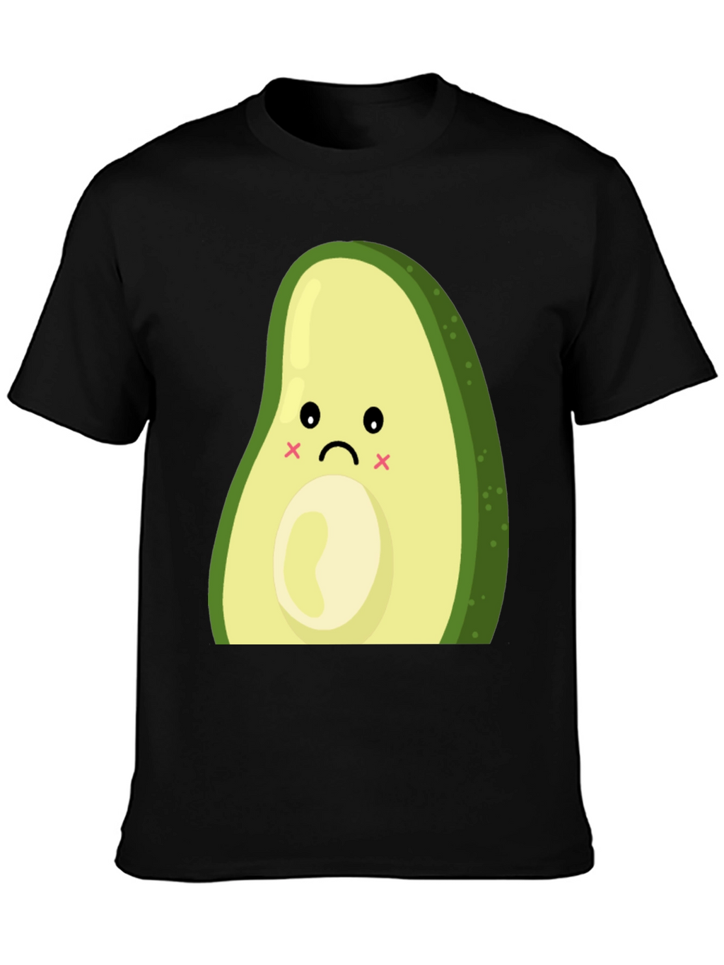 Sad Avocado Graphic Print Black T-Shirt