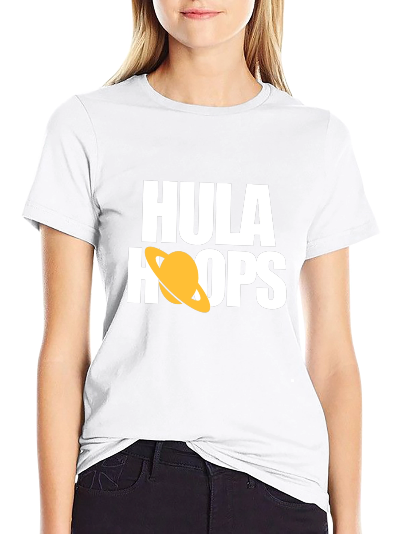 Hula Hoops Graphic Tee - Stylish Black Cotton T-Shirt