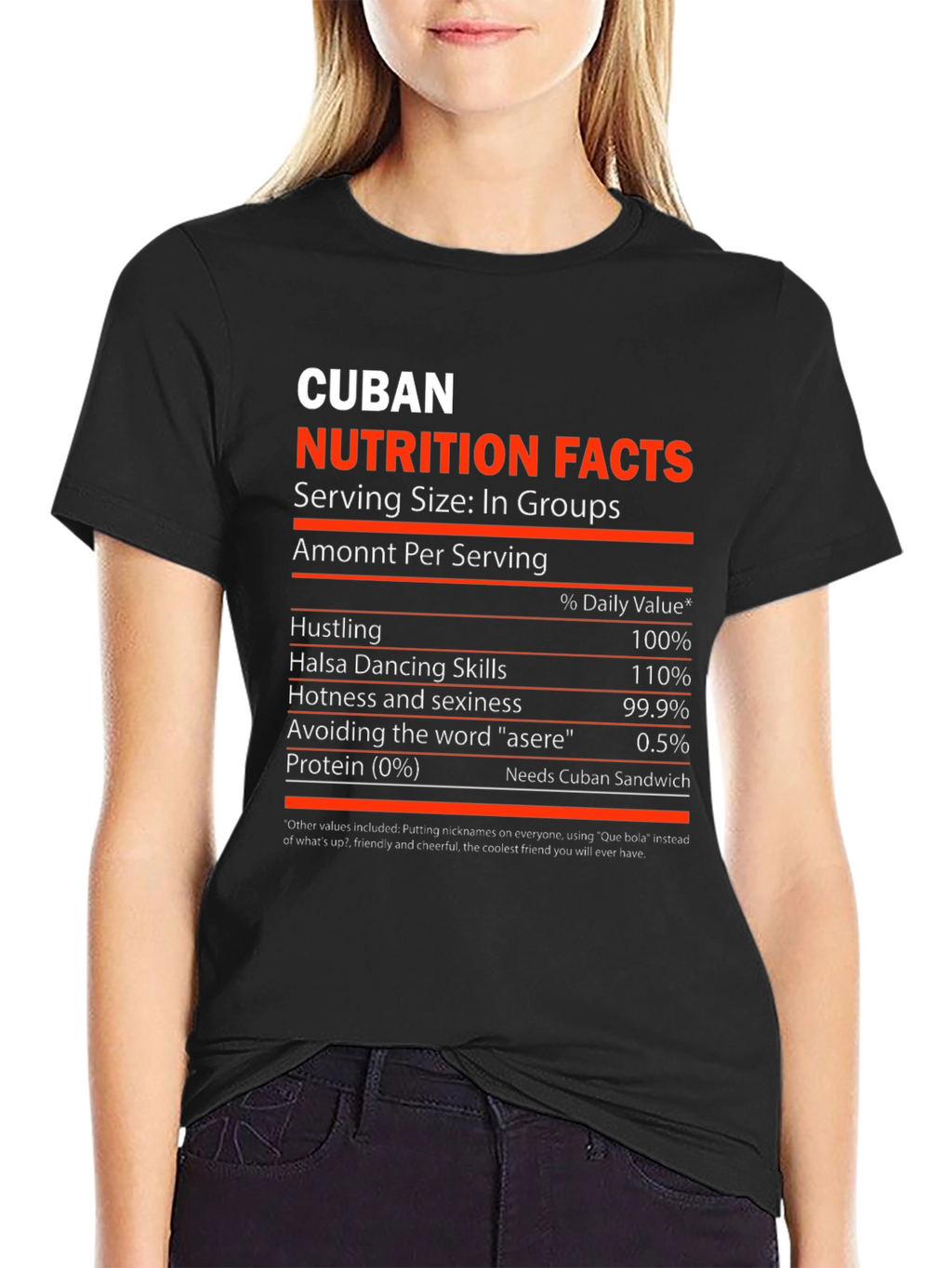 Cuban Nutrition Facts Novelty Graphic T-Shirt