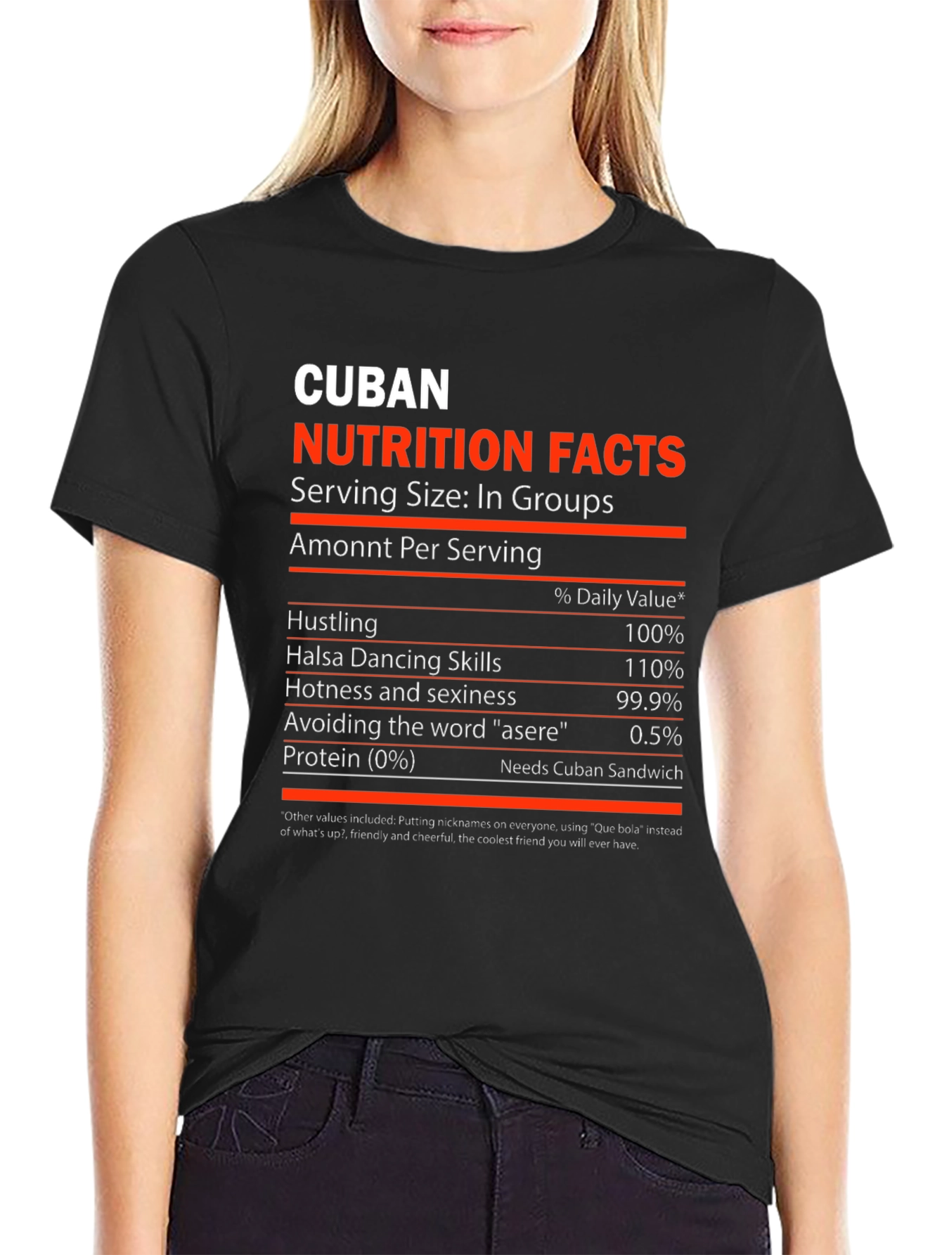 Cuban Nutrition Facts Novelty Graphic T-Shirt