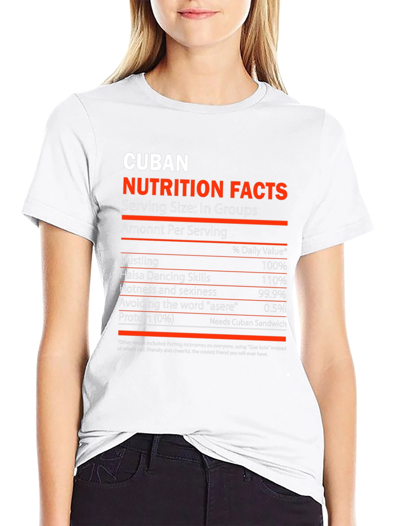 Cuban Nutrition Facts Novelty Graphic T-Shirt