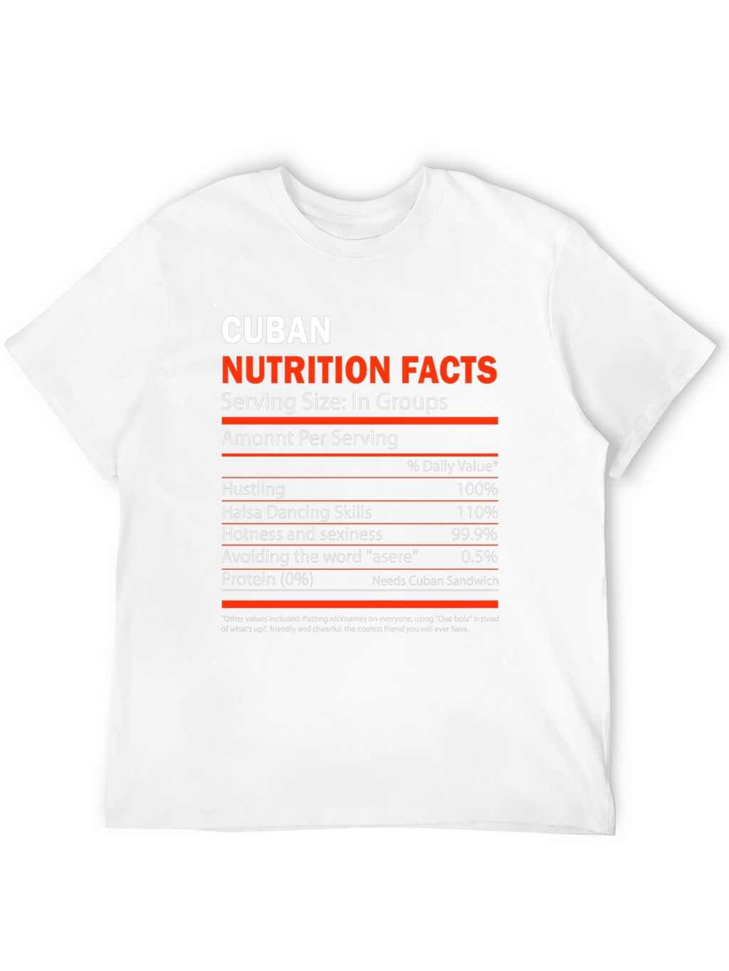 Cuban Nutrition Facts Novelty Graphic T-Shirt
