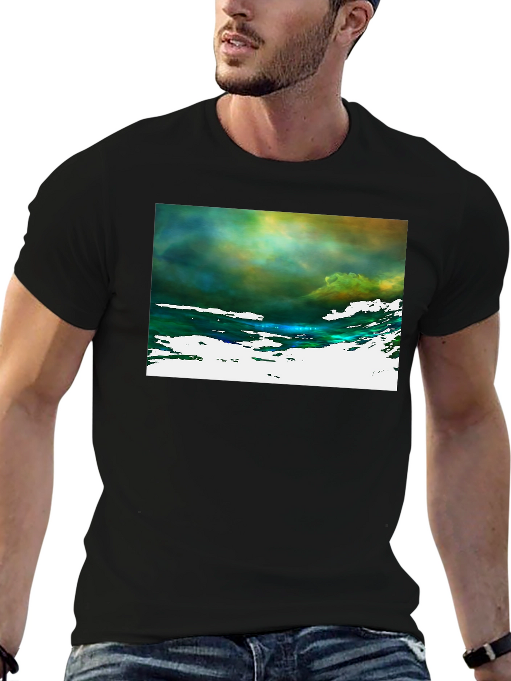 Abstract Art Graphic Tee - Black Cotton T-Shirt