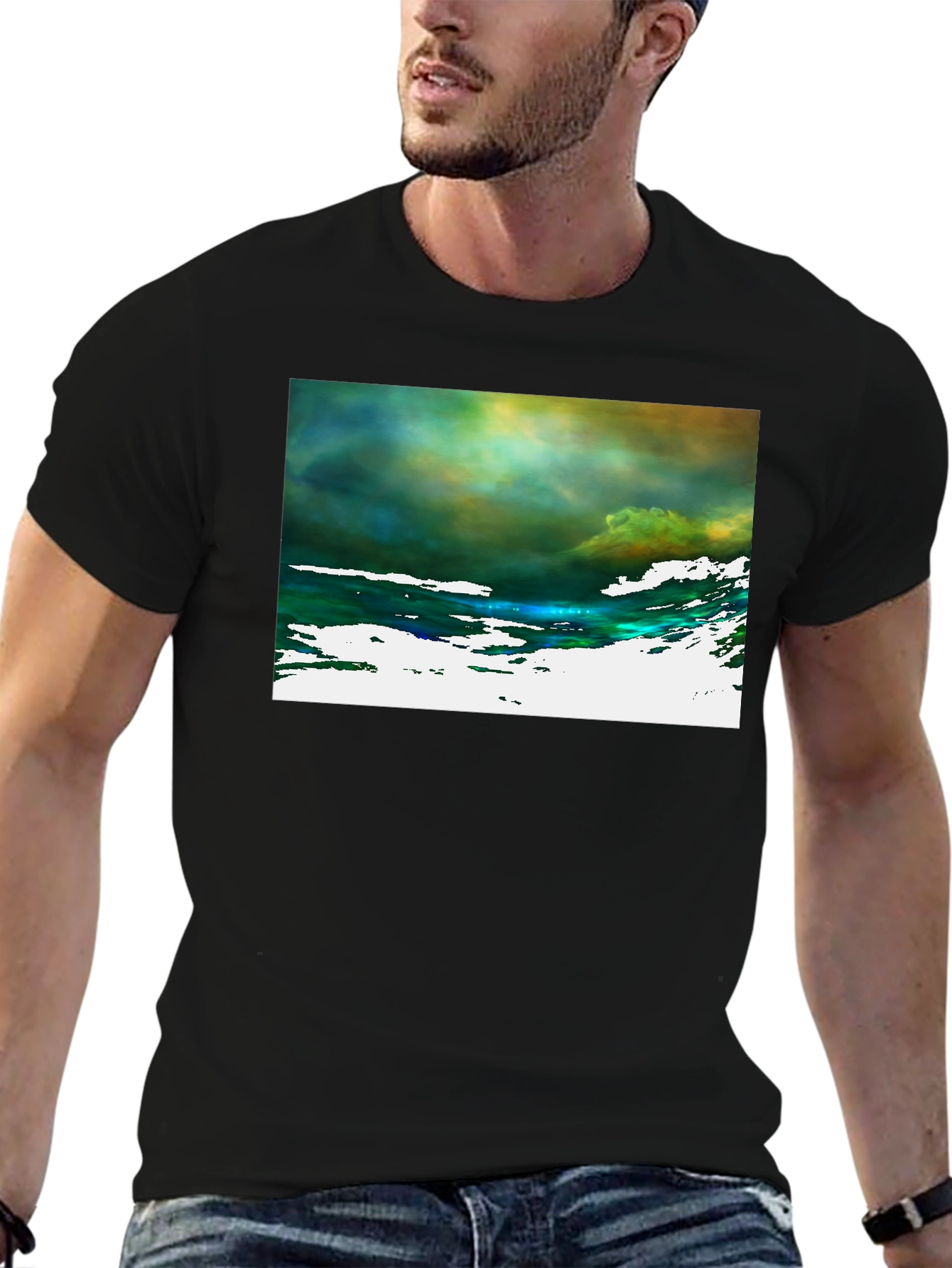 Abstract Art Graphic Tee - Black Cotton T-Shirt