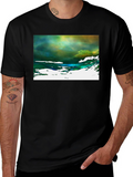 Abstract Art Graphic Tee - Black Cotton T-Shirt