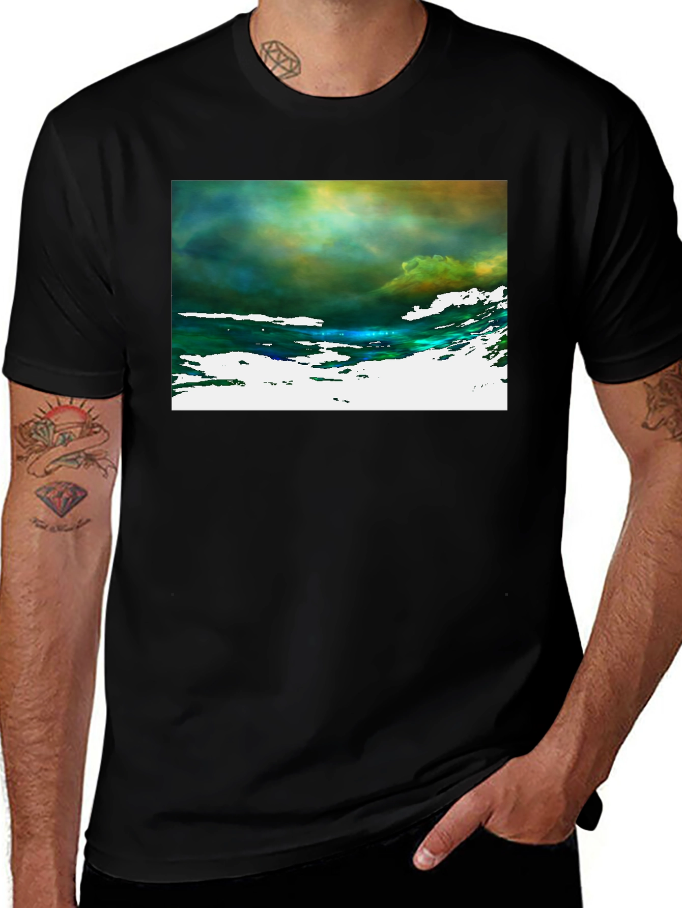 Abstract Art Graphic Tee - Black Cotton T-Shirt