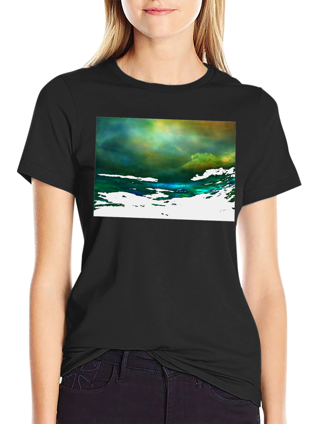 Abstract Art Graphic Tee - Black Cotton T-Shirt
