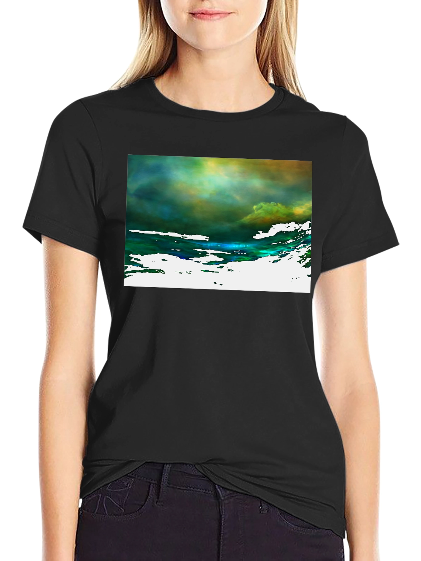 Abstract Art Graphic Tee - Black Cotton T-Shirt