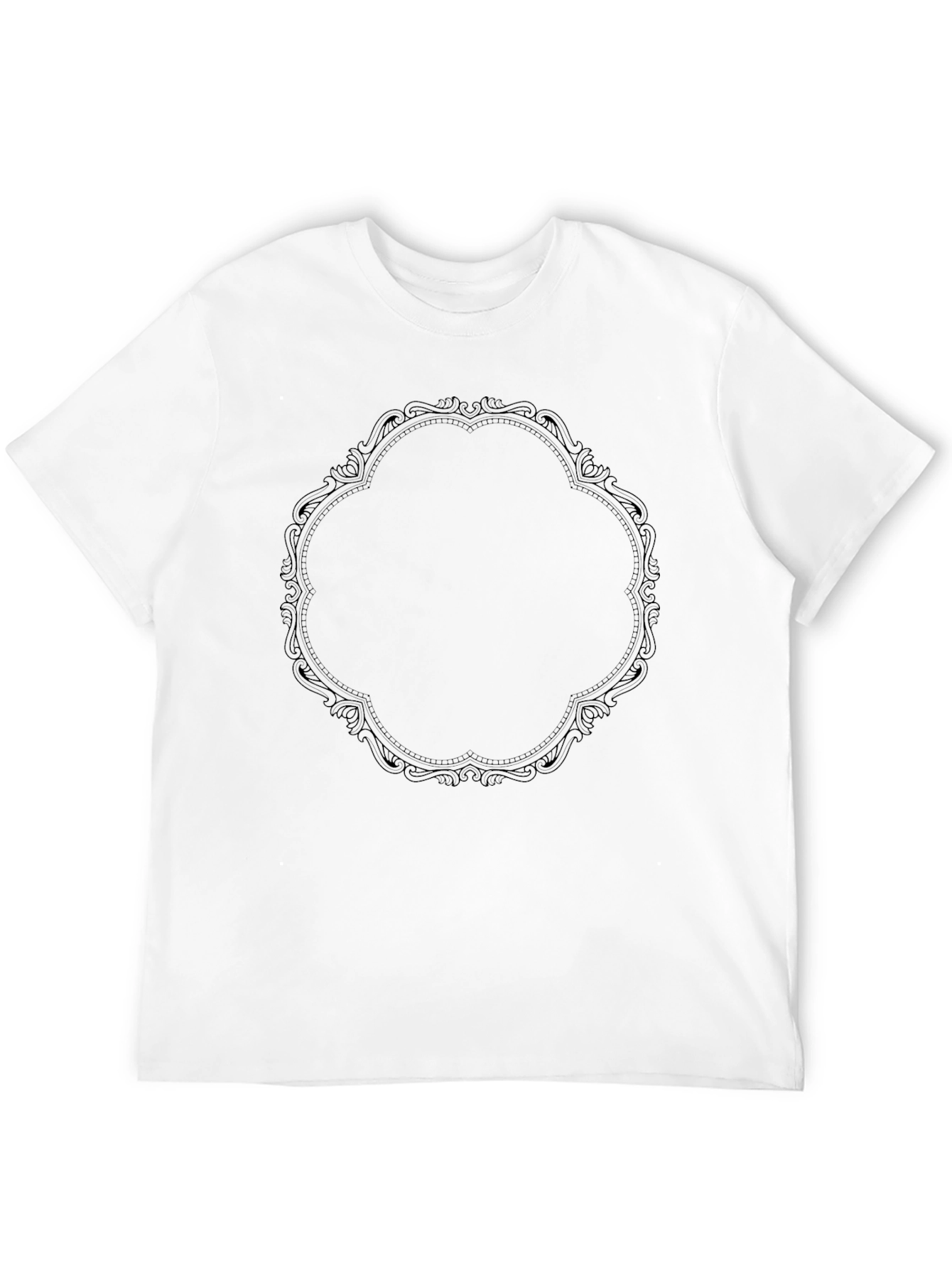 Mens Black T-Shirt with Ornate Frame Graphic
