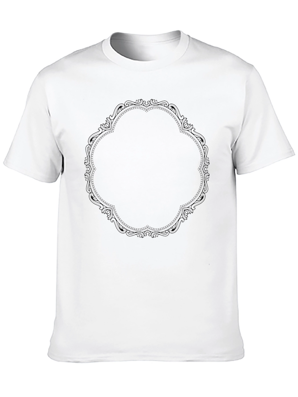 Mens Black T-Shirt with Ornate Frame Graphic