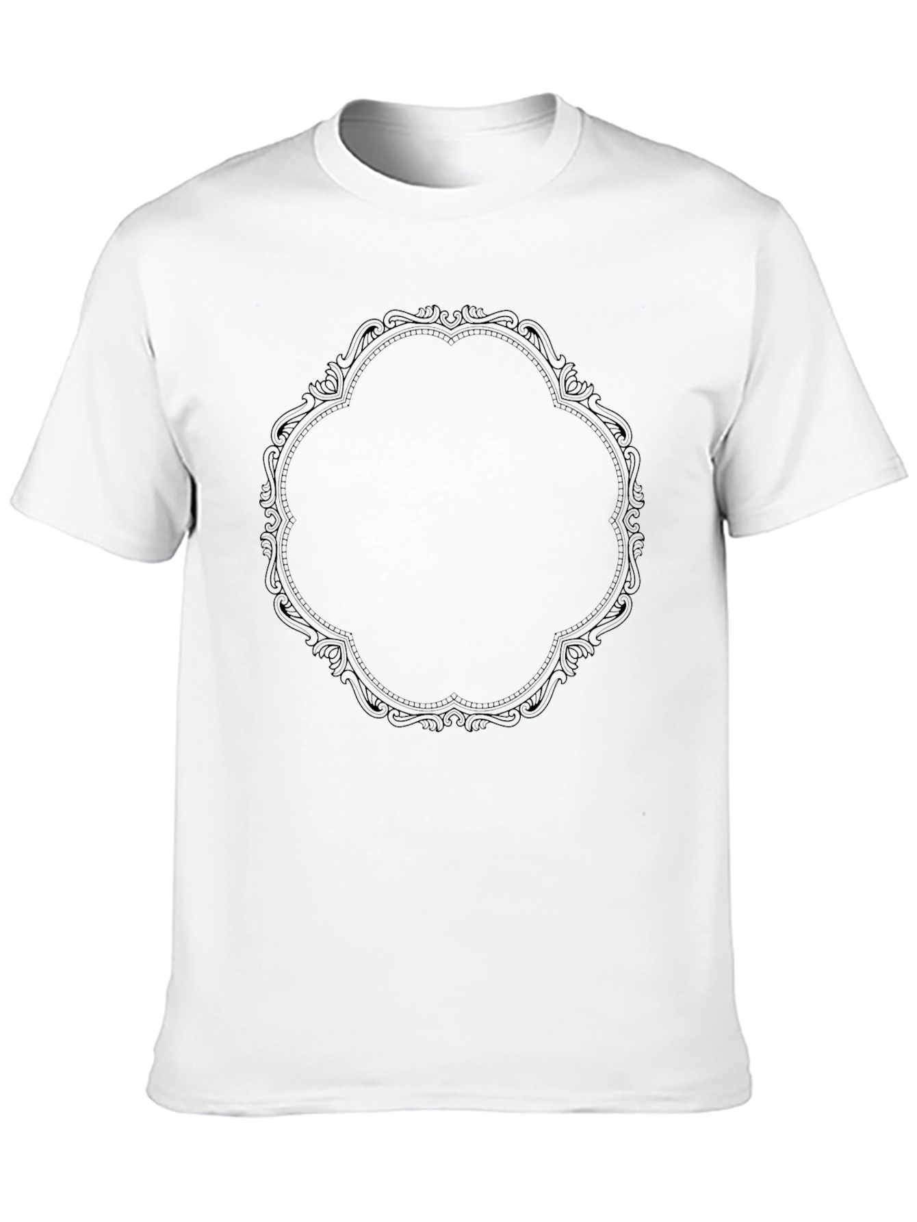 Mens Black T-Shirt with Ornate Frame Graphic