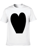 Mens Black Heart Graphic Tee - Casual Cotton T-Shirt