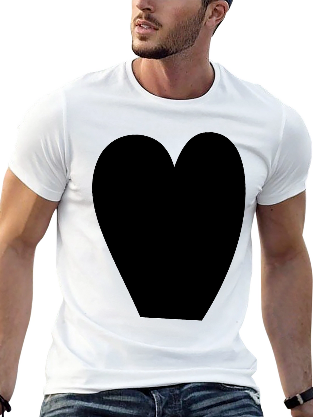 Mens Black Heart Graphic Tee - Casual Cotton T-Shirt