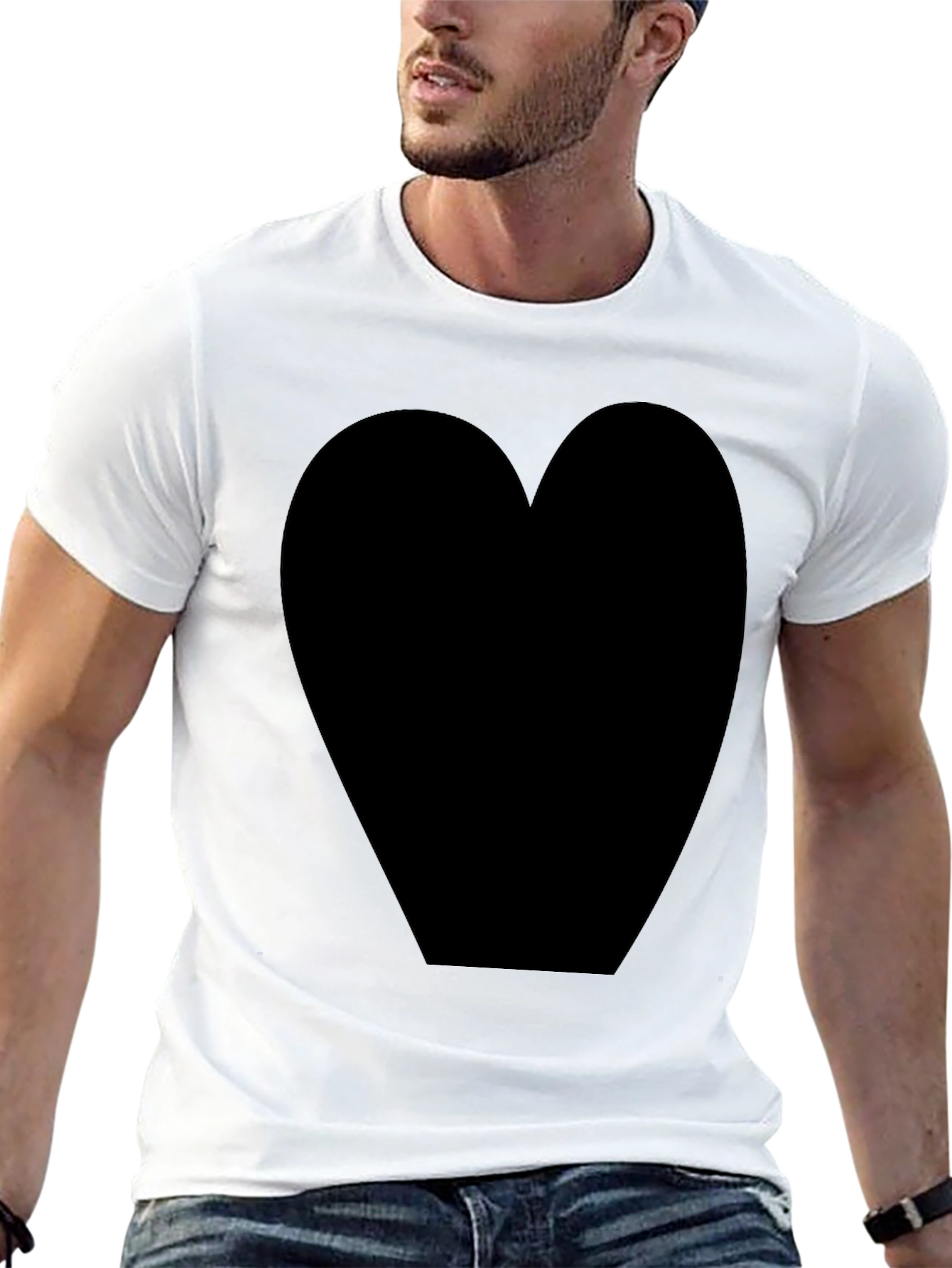 Mens Black Heart Graphic Tee - Casual Cotton T-Shirt