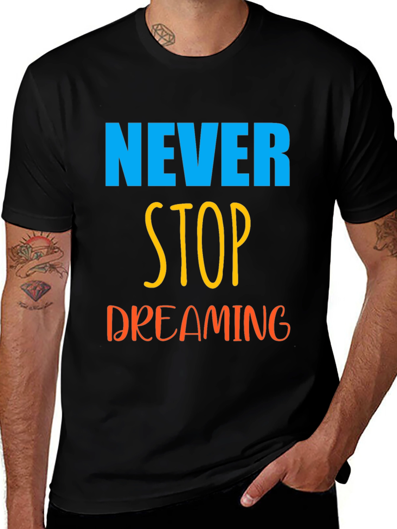 Never Stop Dreaming Black Graphic Tee