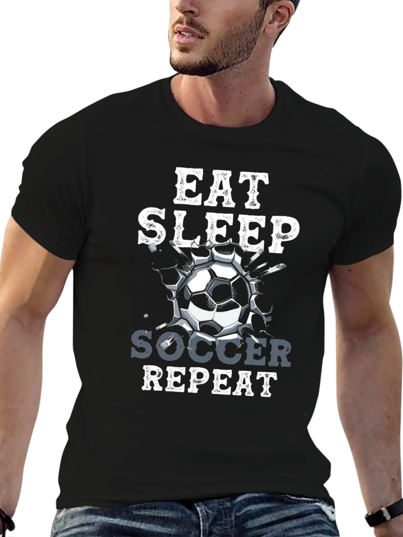 Eat Sleep Soccer Repeat Graphic T-Shirt