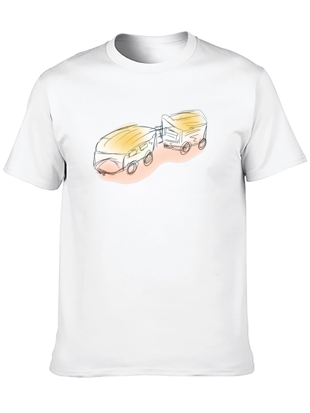 Sketch Style Train Graphic Tee - Black Cotton Blend