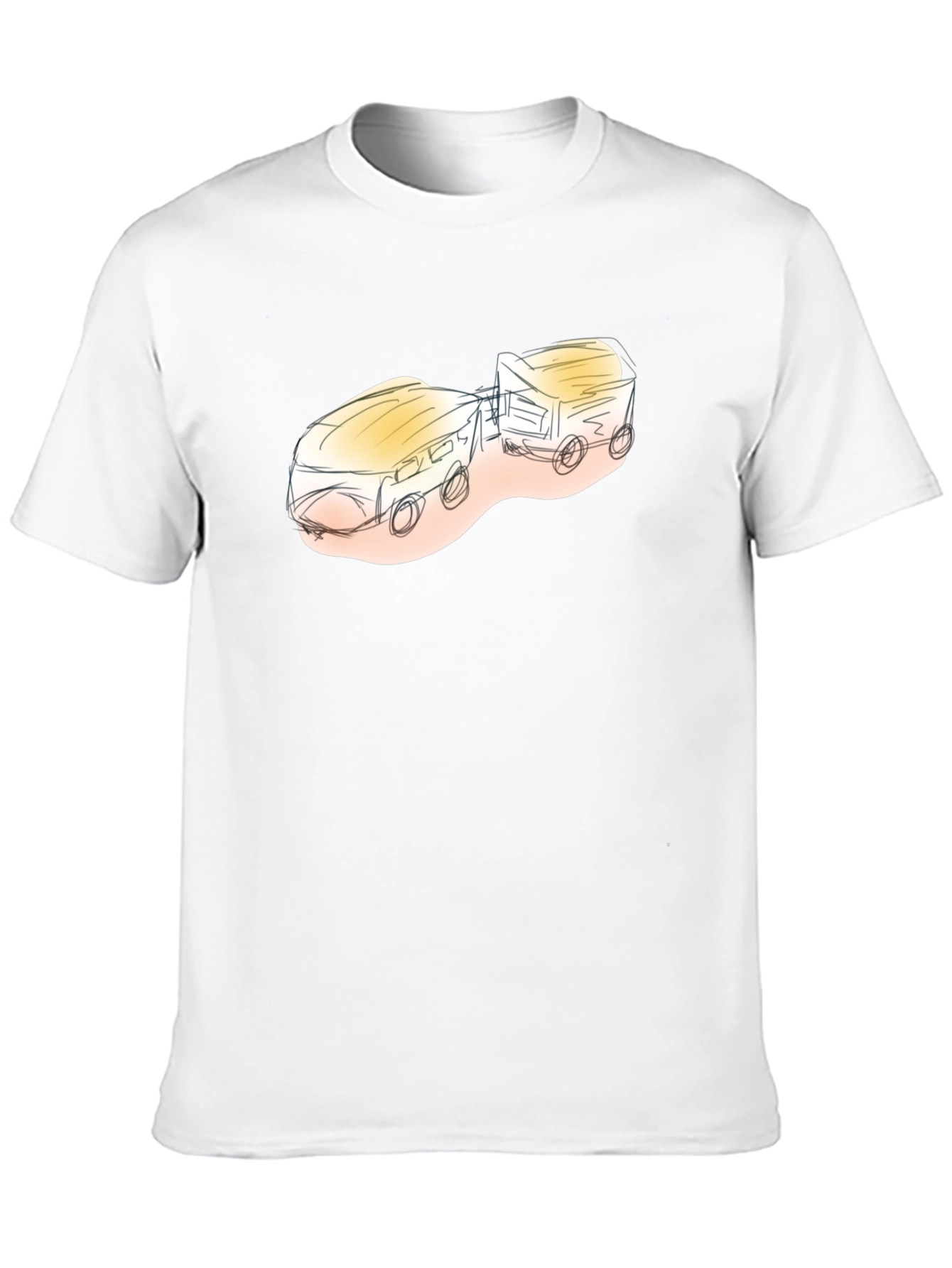 Sketch Style Train Graphic Tee - Black Cotton Blend