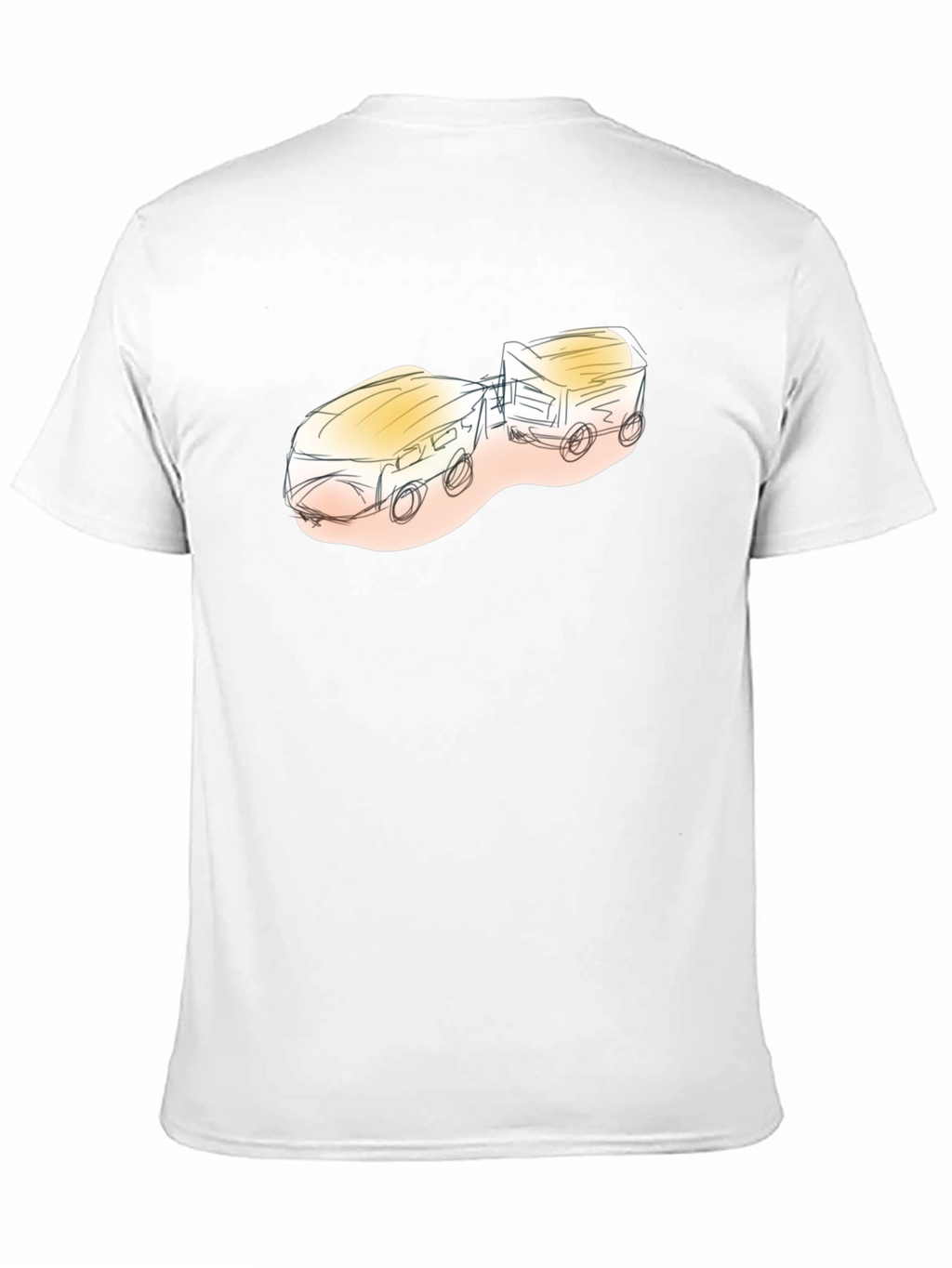 Sketch Style Train Graphic Tee - Black Cotton Blend