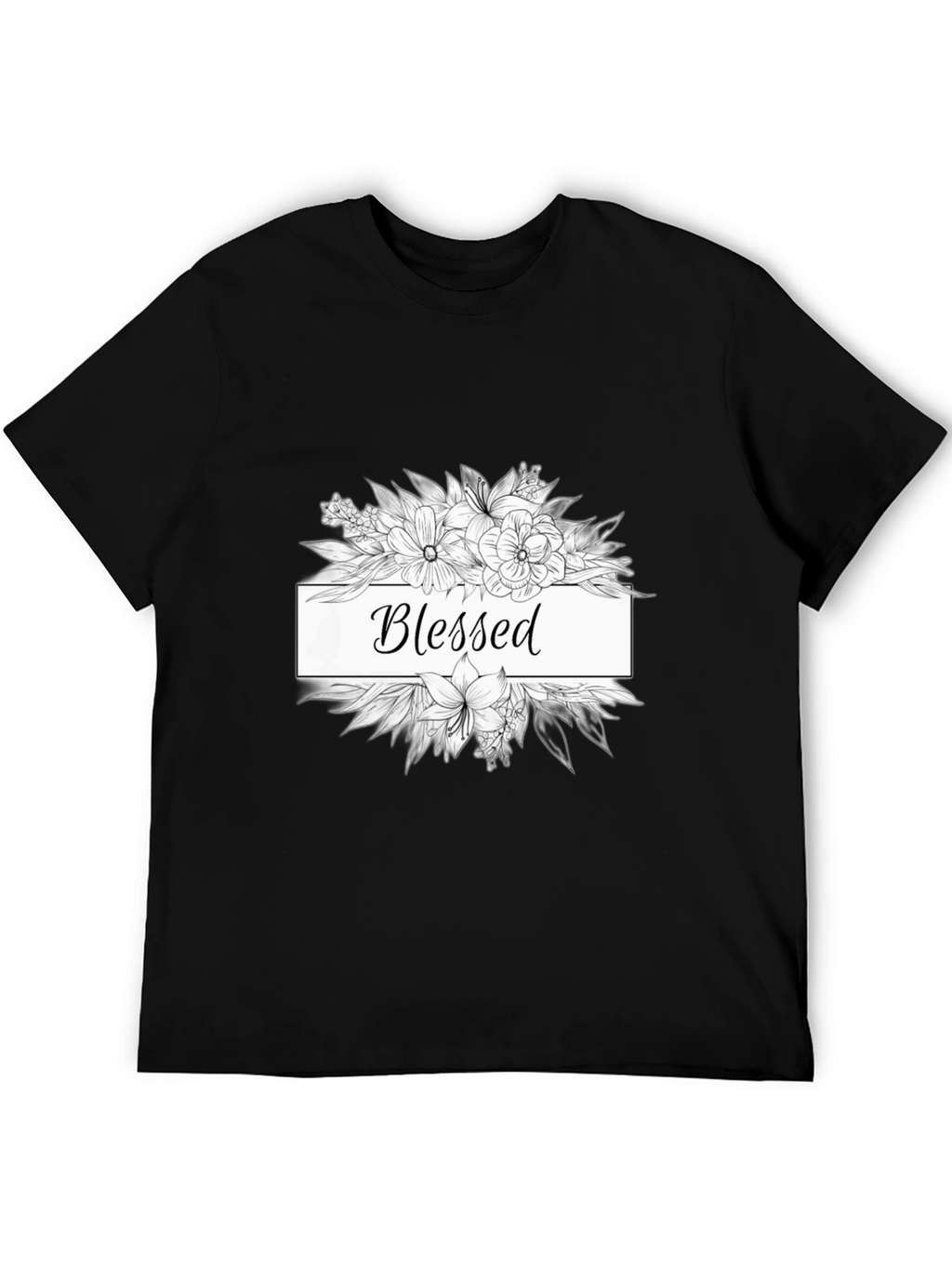 Blessed Floral Graphic Tee - Unisex Black T-Shirt