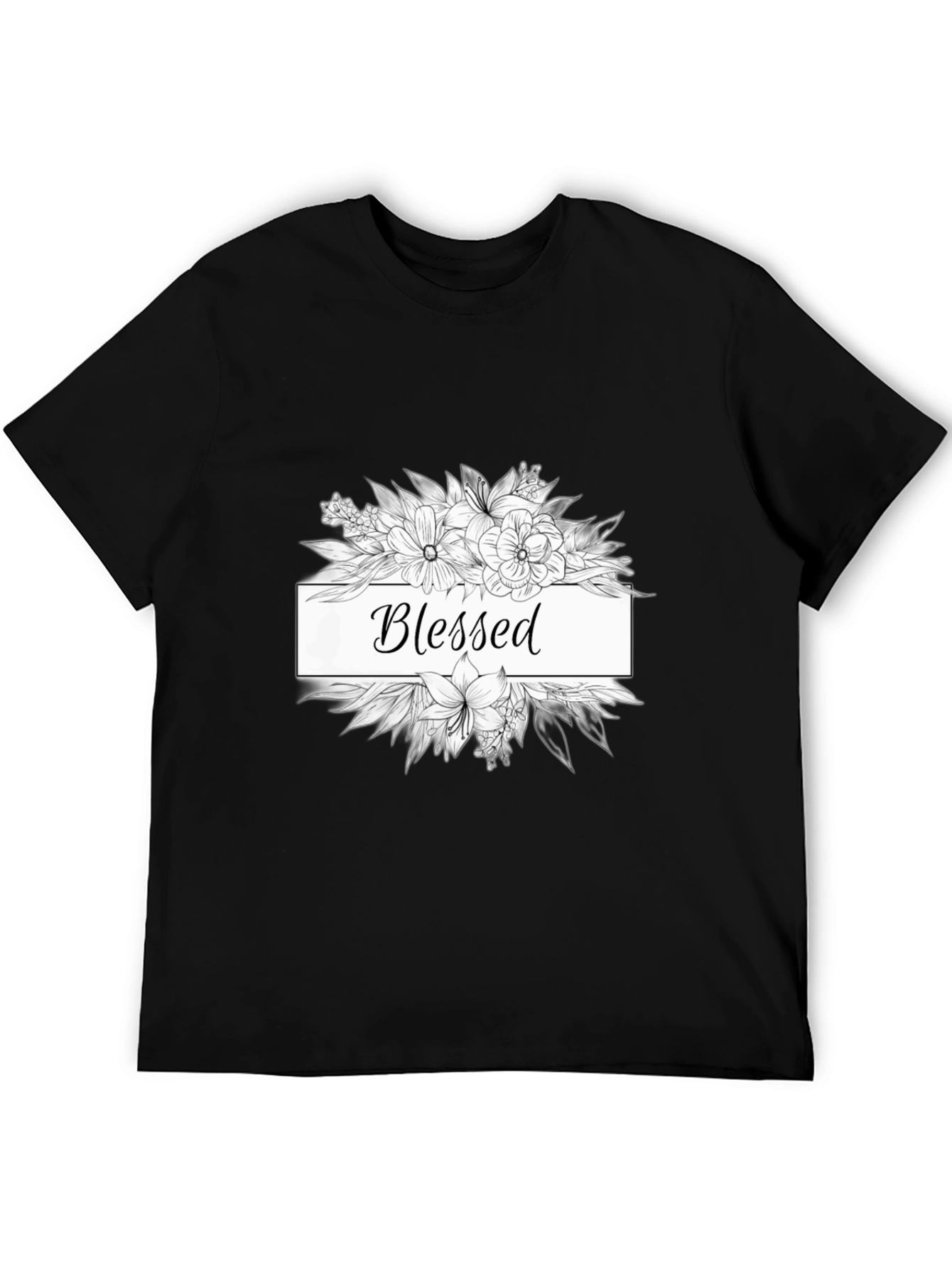 Blessed Floral Graphic Tee - Unisex Black T-Shirt