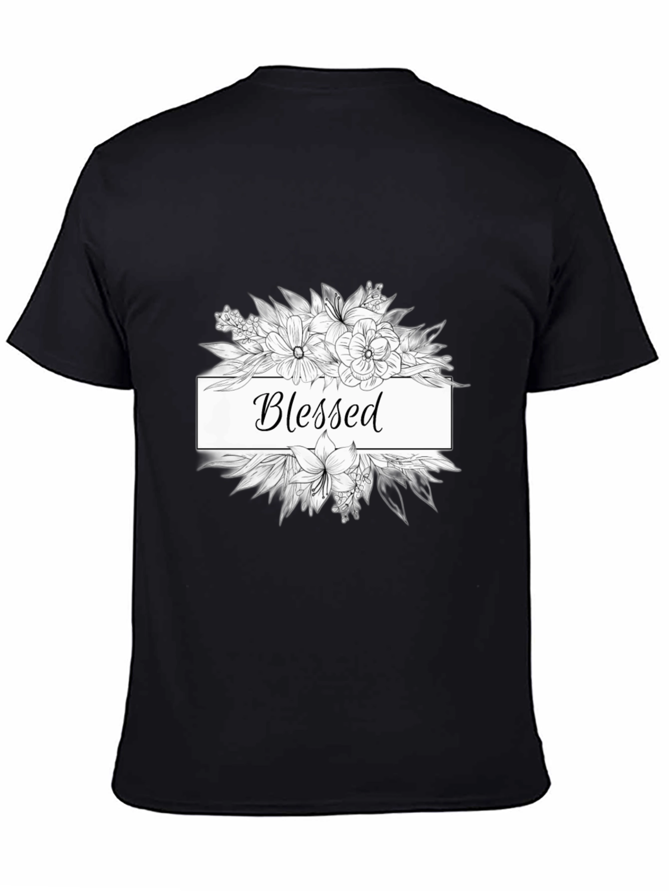 Blessed Floral Graphic Tee - Unisex Black T-Shirt
