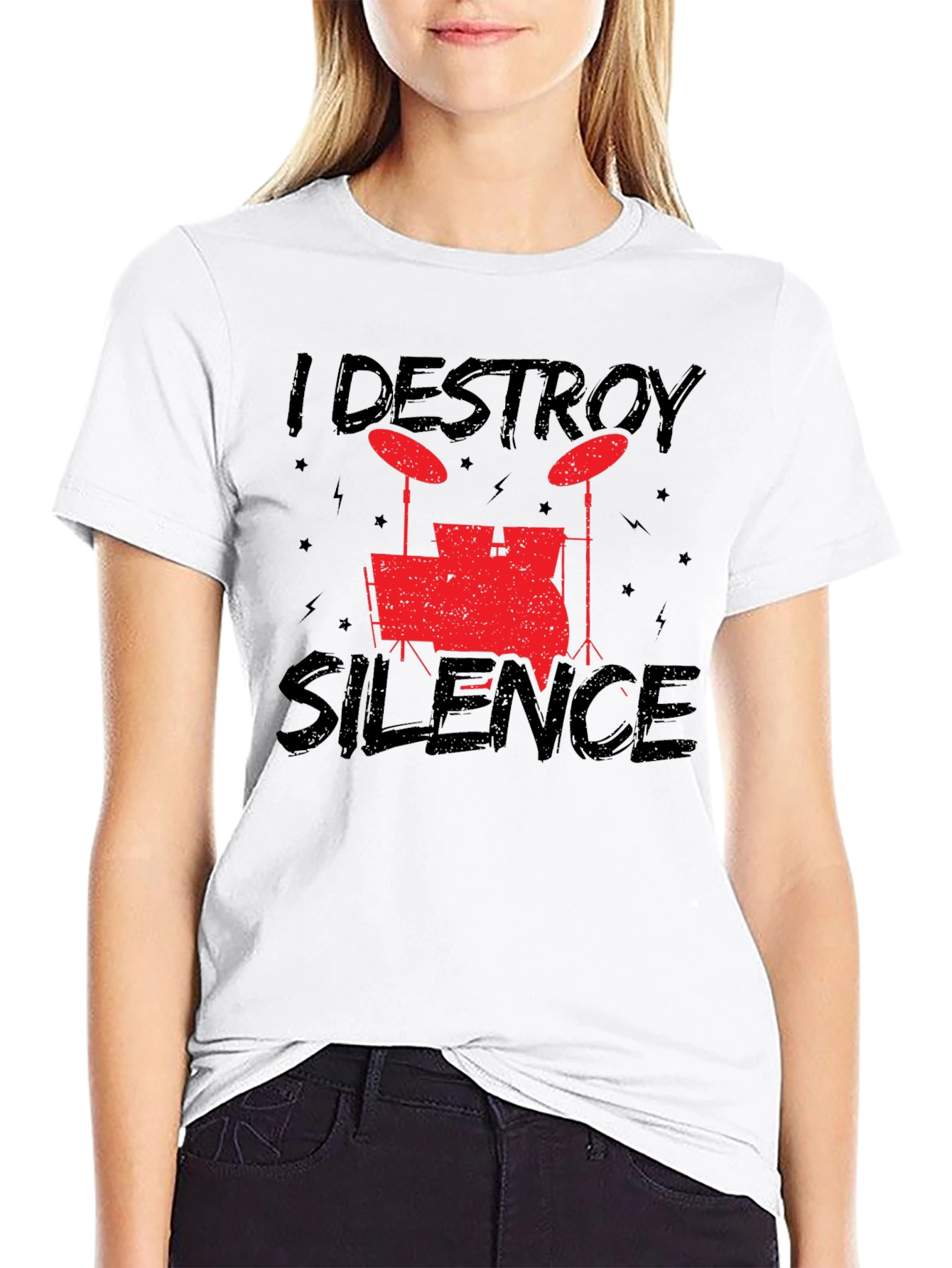 I Destroy Silence Black Drummer T-Shirt